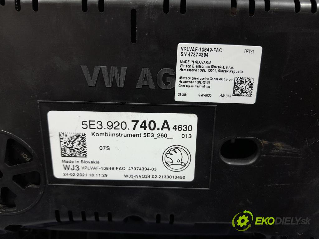 Skoda Octavia 2021 Přístrojová deska 5E3920740A