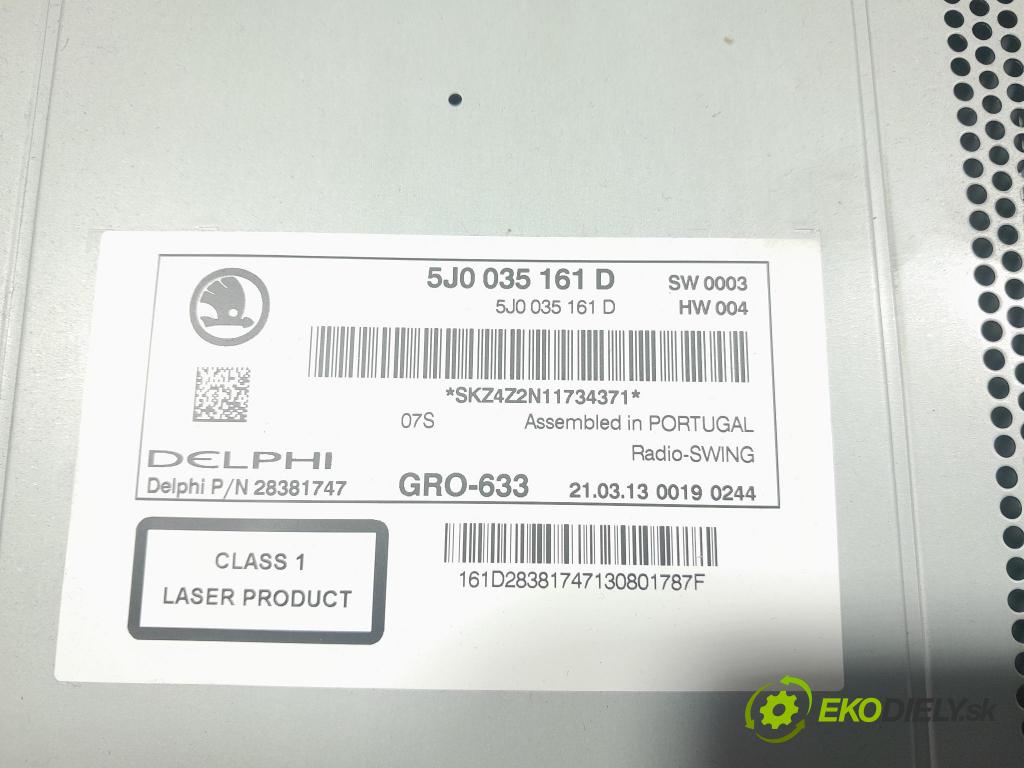 Skoda Fabia 2013 Radio I Navigace: 5J0035161D