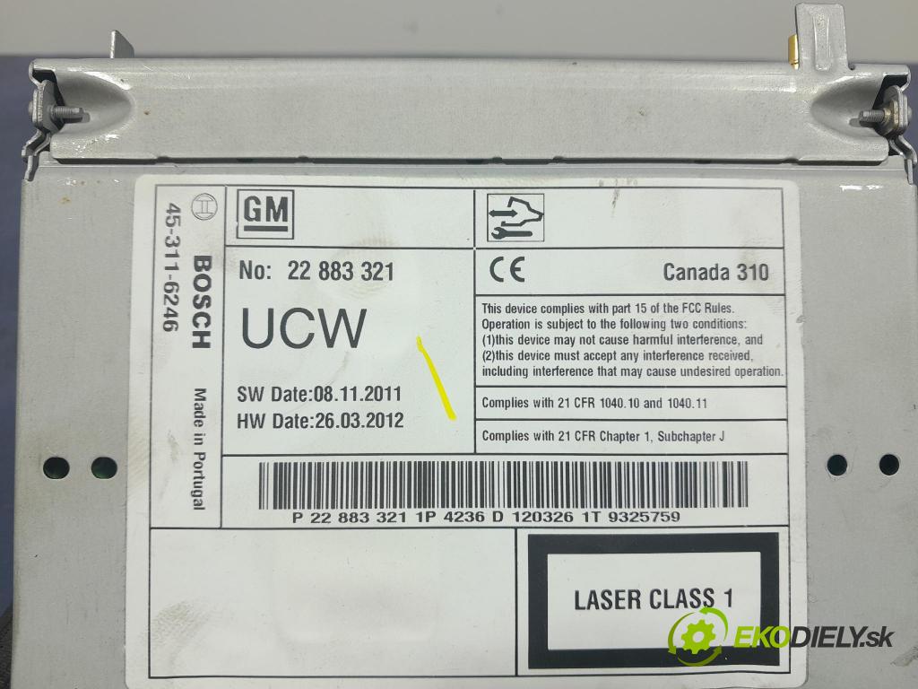Opel Astra 2012 Radio I Navigace: 22883321