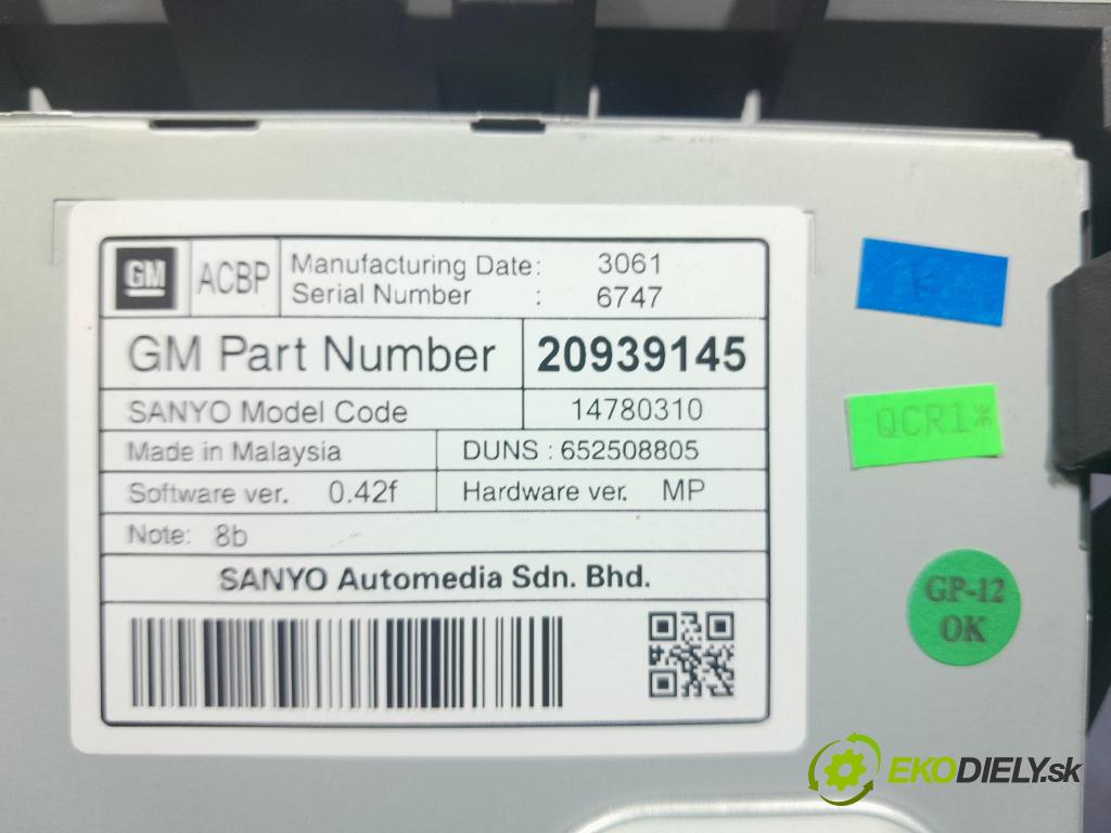 Opel Astra 2012 displej Radio / GPS 20939145