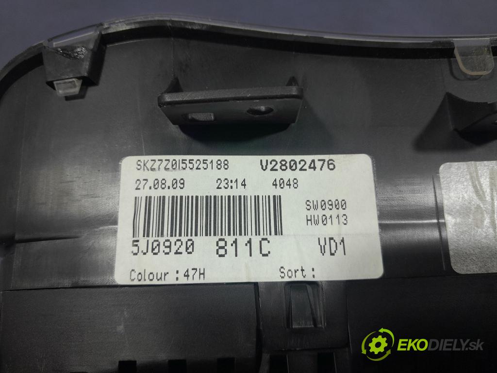 Skoda Fabia 2009 prístrojovka/ budíky 5J0920811C