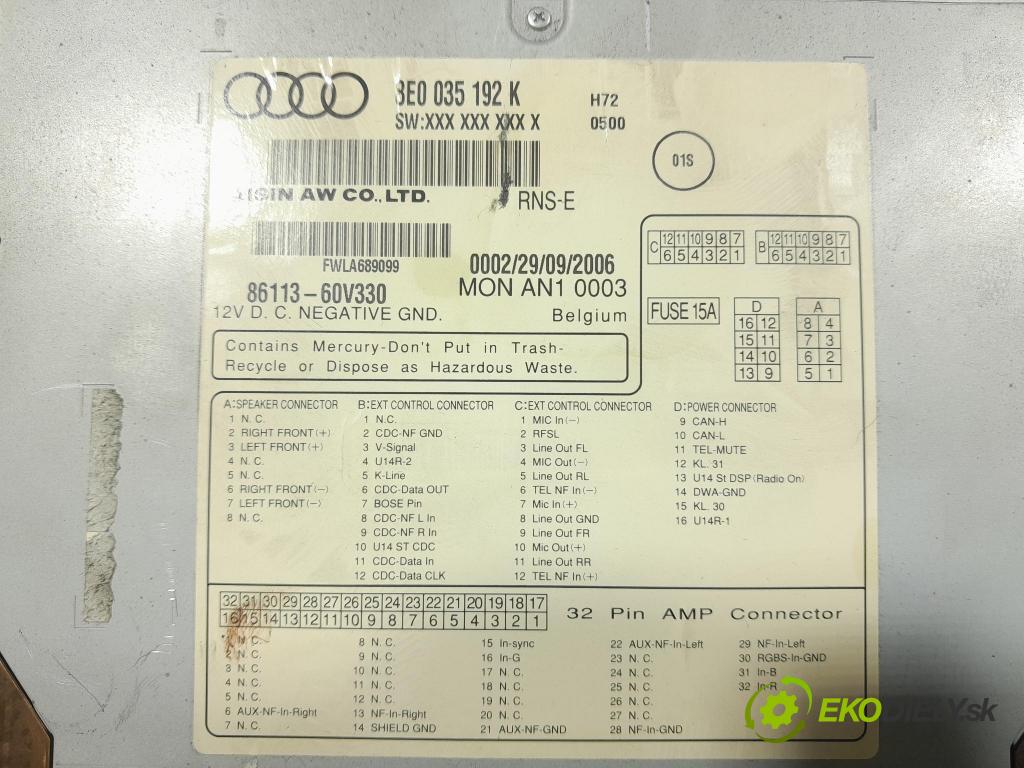 Audi A4 2006 Radio I Navigácia: 8E0035192K